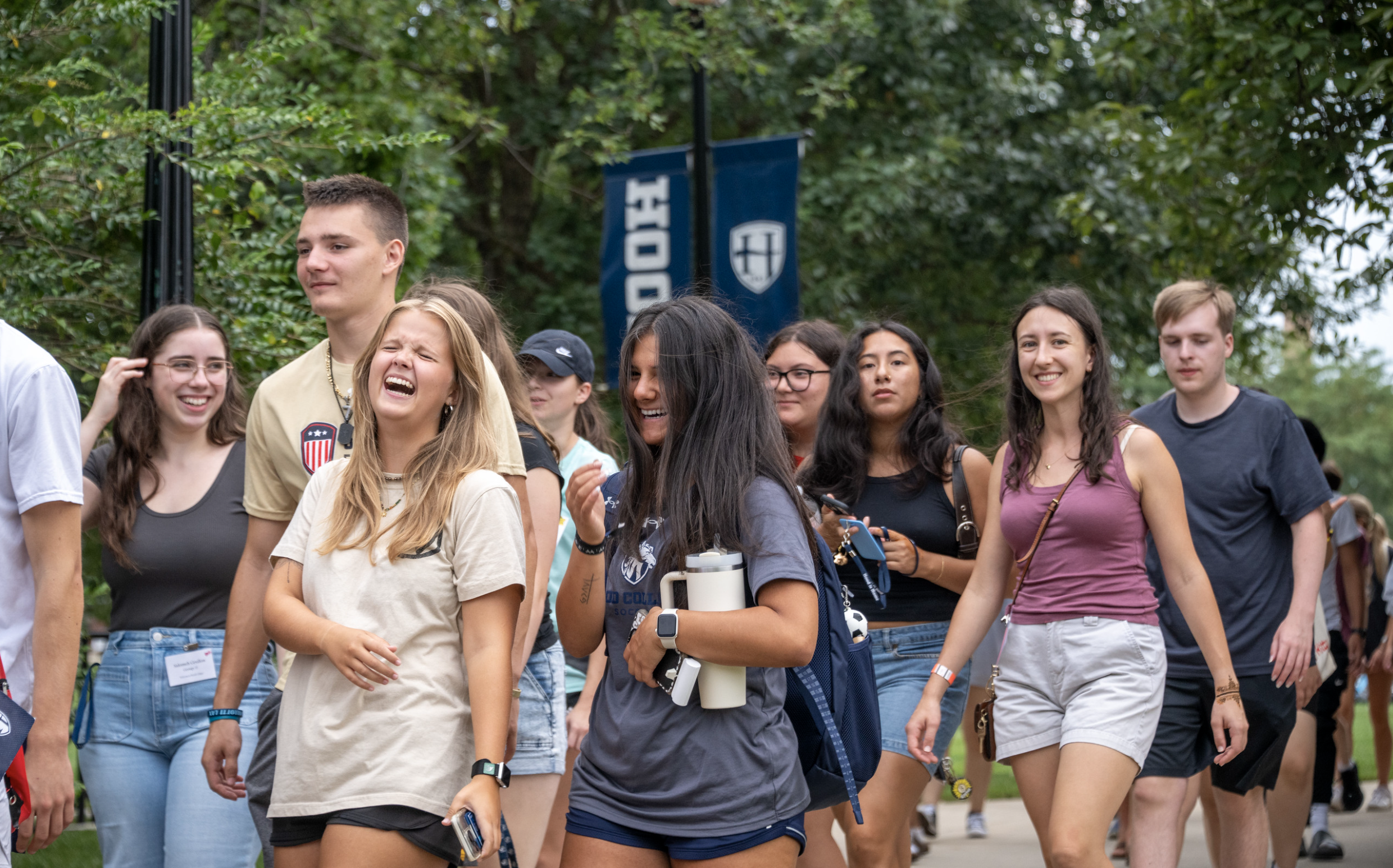 students walking on quad
