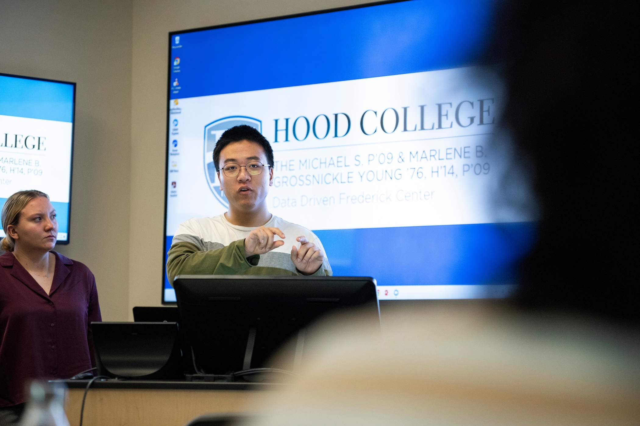 Hood College students participate in class