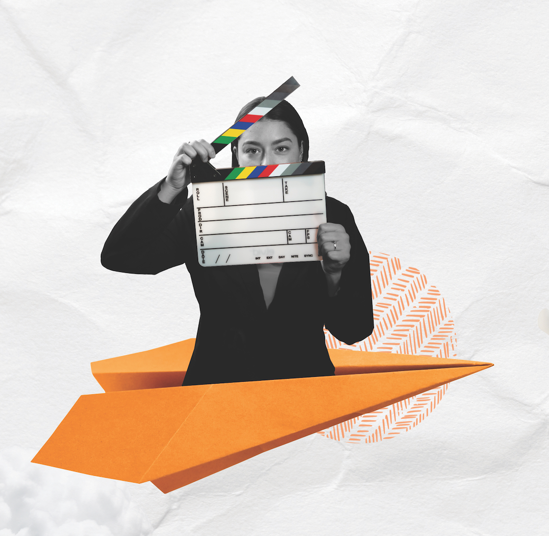 Student with film clapboard