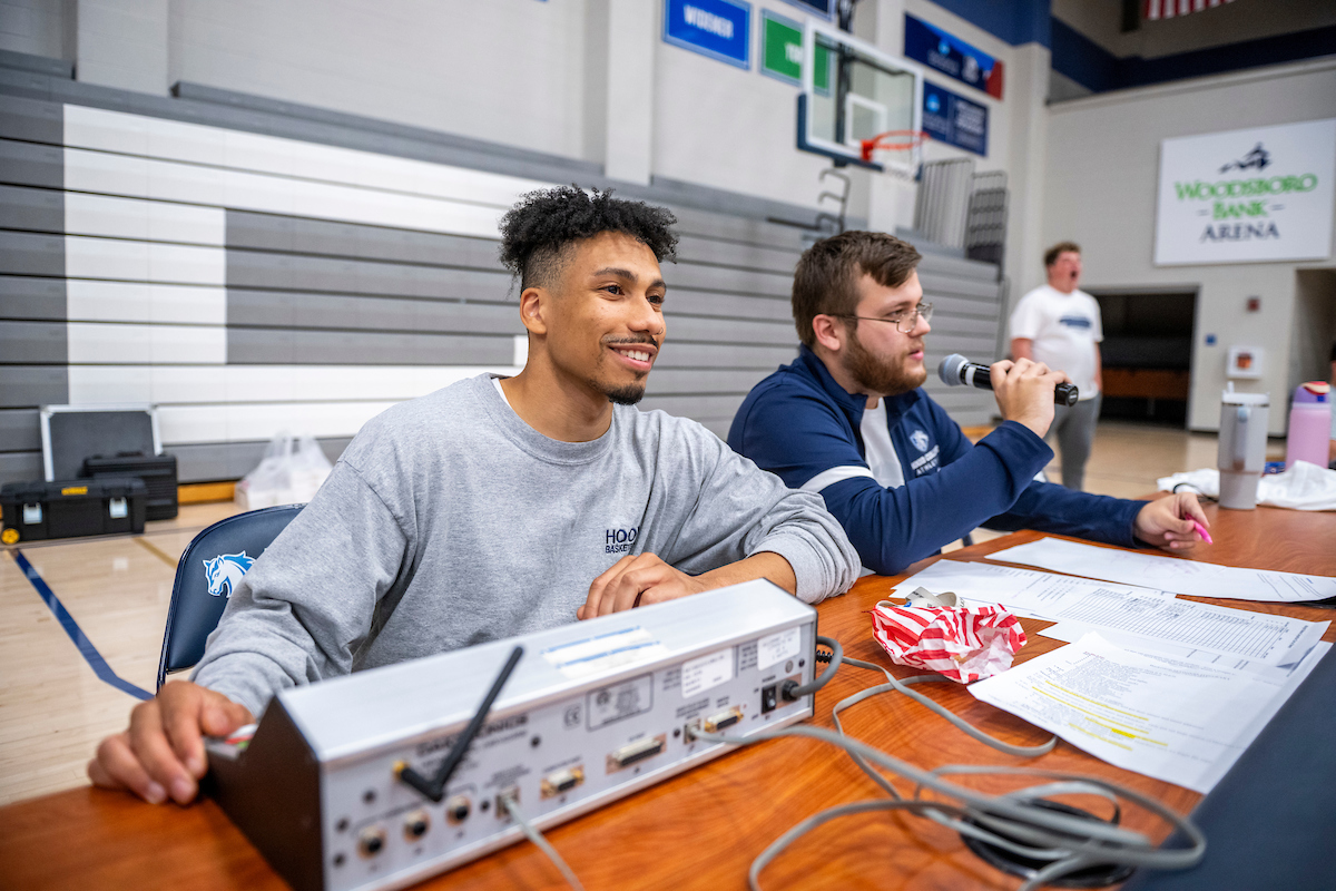 Hood College students at work during the annual Basketball Madness event