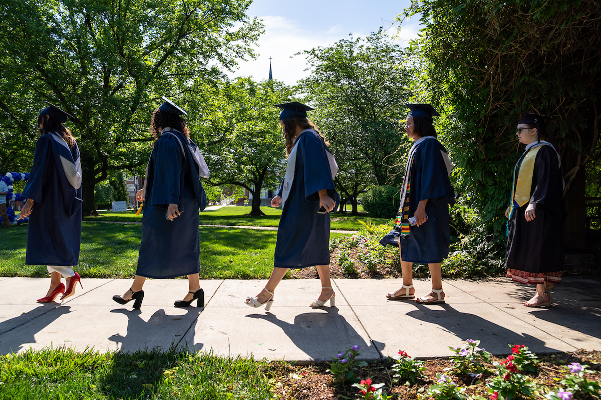 Hood College students walk during the 2025 Commencement Ceremony