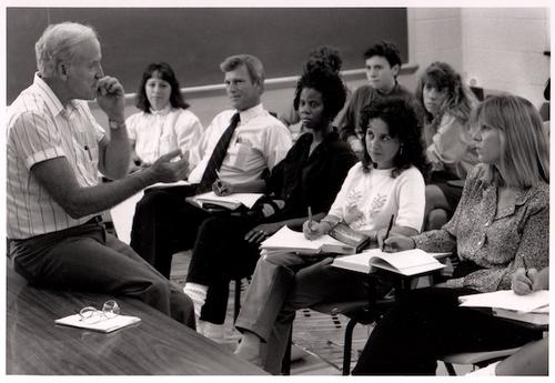Gerald McKnight, Ph.D., lecturing a class at Hood