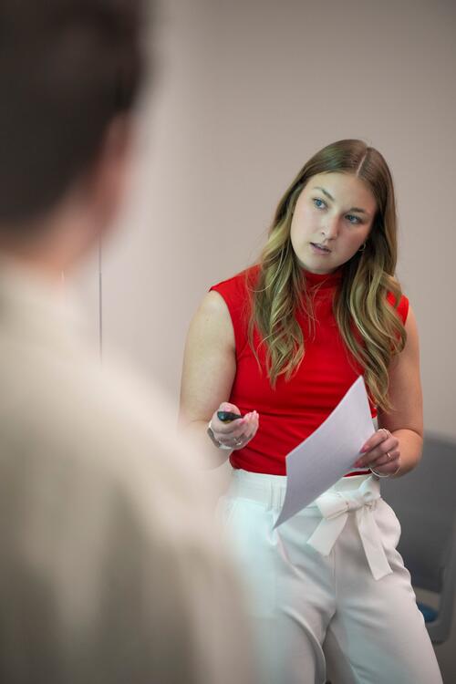 Casey Chamberlin presents her departmental honors project.