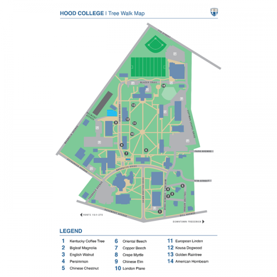Printable Campus Tree Walk Map Now Available | Hood College